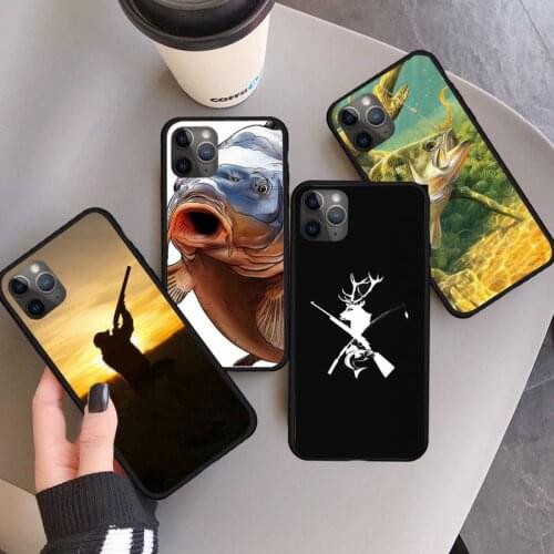 Hunting animal and fishing man Phone Case for iPhone 11 12 pro XS MAX 8 7 6 6S Plus X 5S SE 2020 XR Anti-fall mobile cover