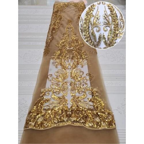 2021 French Tulle Lace Fabric African Lace Fabric High Quality Nigerian Sequins Embroidery Fashion Manual Mesh For Party Dress