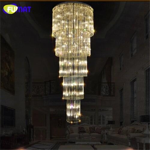 FUMAT Modern K9 LED Living Room Crystal Chandeliers Crystal lustre Luxury led chandelier light for Staircase Stair Bedroom Hotel
