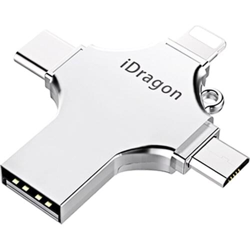 IOS OTG USB Flash Drive the first 4 in 1 drive for iPhone/IOS/Type-C/Android/PC 128GB 64GB 32GB 16GB pen drive