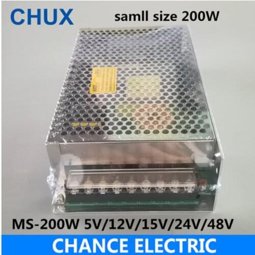 200W 24V Switching Mode Power Supply 5v 12v 15v 48v Mini Size MS series Smaller Volume Single Output ac dc LED Power Suppliers