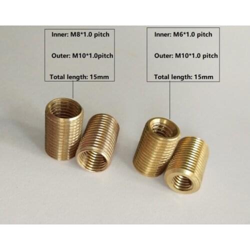Camal 5pcs M6 To M10,M8 To M10, 1.0pitch 15mm Threaded Hollow Tube Adapter Inner Outer Threaded Coupler Conveyer Adapter Parts