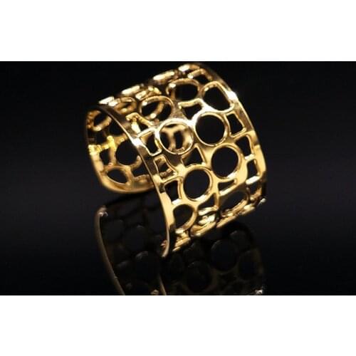 2021 Fashion Width Gold Color Stainless Steel Rings for Women Jewellery Geometry Women Rings jewelry anello donna R612237