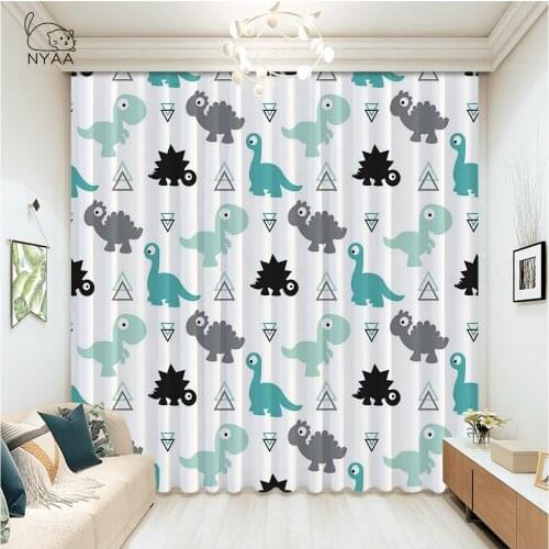Colorful Dinosaurs Trees Curtains On The Bed Balcony Screen Curtains Short ChildrenS Print Living Room Curtain Micro Shading