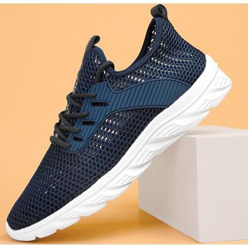 2020 Summer New Mesh Men Sneakers Casual Lace-up Breathable Hollow out Males Non-slip Leisure Shoes Fashion Tourist Sports Shoes