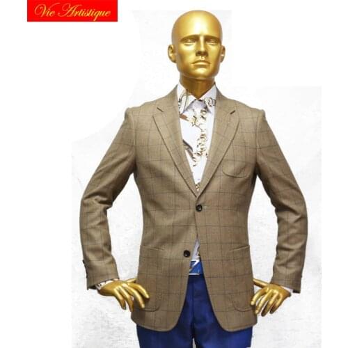 Custom tailor made Mens bespoke suits business formal wedding bespoke 1 piece hunter Jacket coat plaid tweed wool 2019 winter