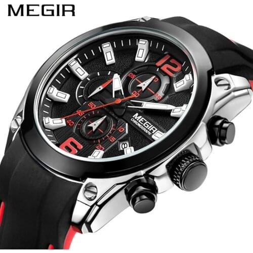 MEGIR Fashion Simple Sports Style Luminous Dial Sports Silicone Business Mens Waterproof Trend Male Relogio Masculino 2063