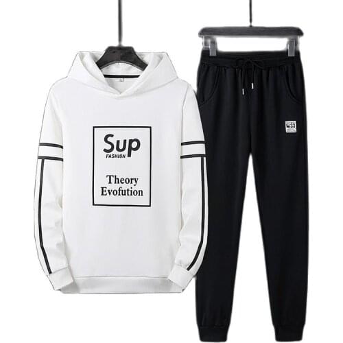 Spring new mens sweatshirt suit trend splicing sport hooded two-piece suit men