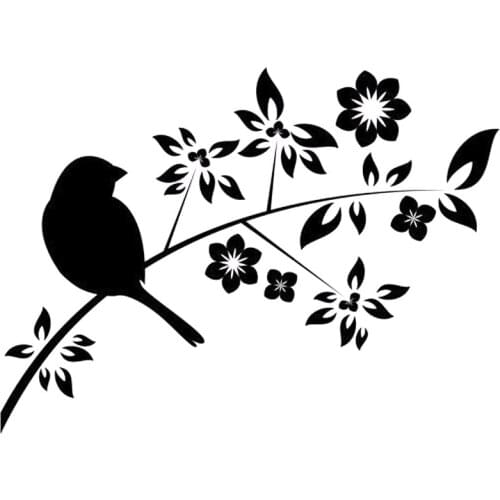 Bird Car Sticker on Beautiful Tree Branch Pvc High Quality Window Decoration Custom Waterproof Decal, Black/white, 16cm * 12cm
