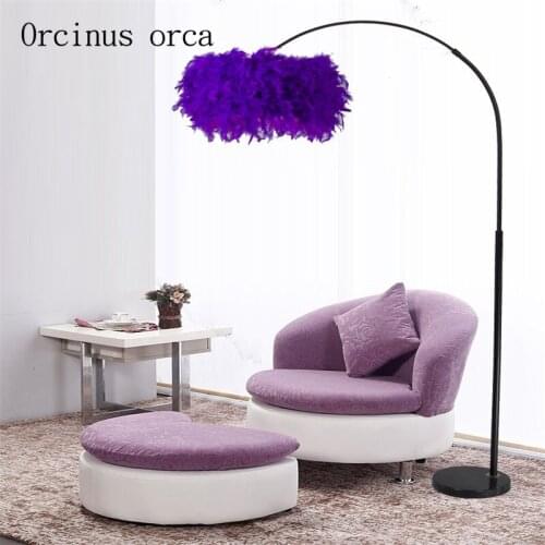 Nordic modern simple feather floor lamp living room bedside study warm romantic creative white floor lamp free shipping