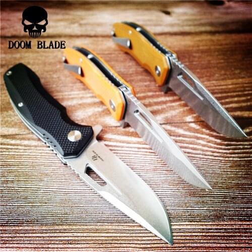 203mm 100% D2 Blade Ball Bearing Knives Folding White Blade Knife Camping Knife G10 Handle EDC Tool