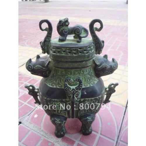 Very rare Qing Dynasty bronze censer,free shipping
