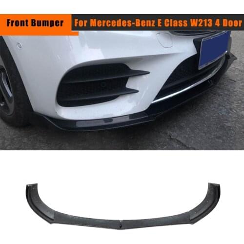 For Mercedes-Benz E Class W213 4 Door E200 E300 E400 Sport E43 AMG 2016 - 2019 Front Bumper Lip Spoiler Splitters Carbon Fiber