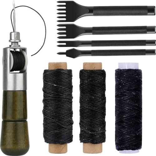KAOBUY Professional Leather Craft Tools Kit Hand Sewing Stitching Punch Carving Work Saddle Groover Set Accessories DIY Tool