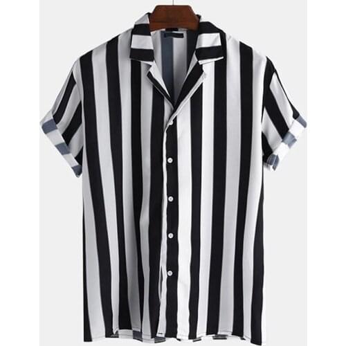 Print Shirts Men Short Sleeve Casual Striped Mens Aloha Shirt Beach Hawaiian Camisas Summer Brand Cosy Harajuku Streetwear