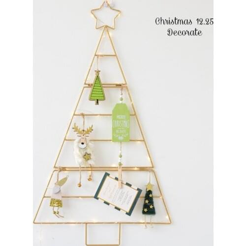 Nordic ins mini Gold white Christmas tree set home wall hanging diy stars Xmas decorations New year Kids Room decor supplies