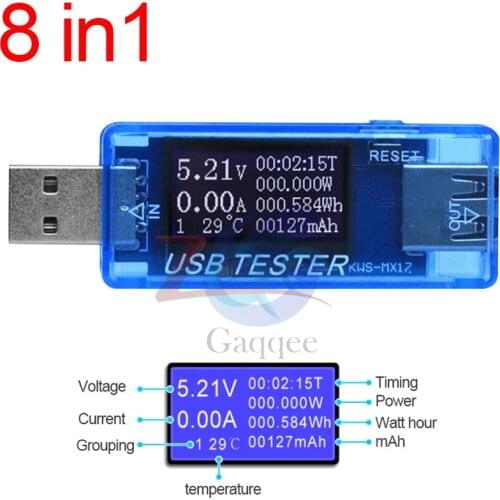 USB Current Voltage Capacity Tester DC4V-30V Battery Capacity Tester Meter Mobile Power Detector Battery Test 8 in1
