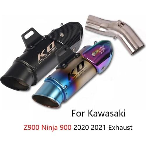 Slip-on for Kawasaki Z900 Ninja 900 2020 2021 Motorcycle Exhaust Pipe Middle Link Pipe 51MM Mufflers Removable DB Killer Escapes