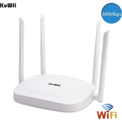 KuWFi 4G LTE Wifi Router 300Mbps 3G/4G Wireless CPE Router with Sim Card Slot Support 4G to LAN With 4pcs Antennas up to 32users