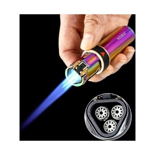JOBON Triple Torch Lighter Windproof Gas Flint Lighter Refill Jet Flame Fire Metal Spray Gun Kitchen Pipe Cigar Lighter Gadgets