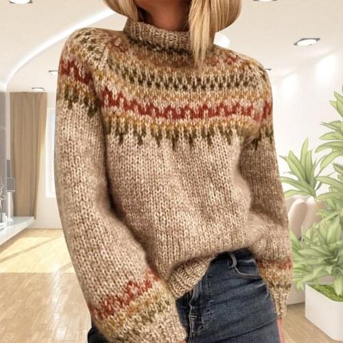 Women Round Neck Knitted Sweater Long Sleeve Pullover Knit Jumper Ladies Pullover Sweater Casual Thick Winter Clothing