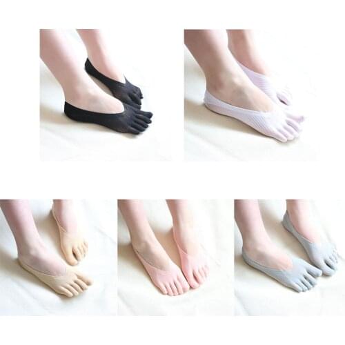 1pair New Arrival Womens Socks Fashion Socks Five Toe Sock Slippers Invisibility For Solid Color Five Finger Socks meias