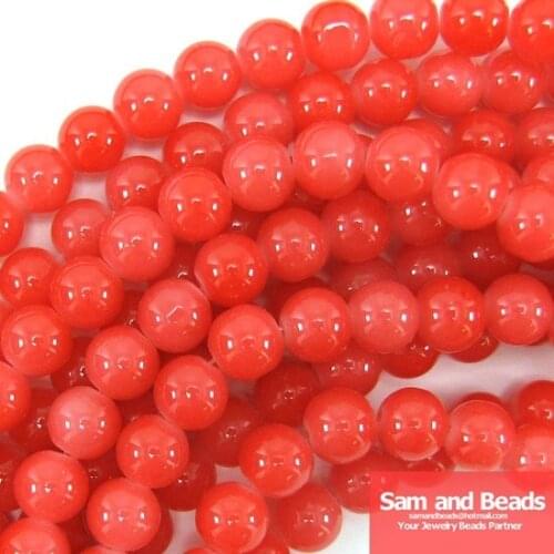 10mm Pink Red Round Glass Loose Beads for Jewelry Making Approx 80pcs Beads Per Strand Free Shipping