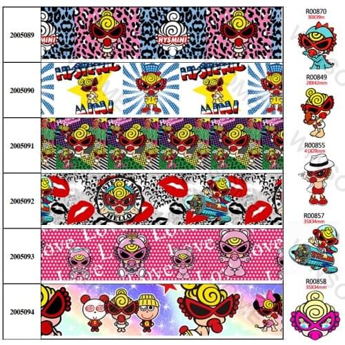 10Yards Japaese Cartoon pattern Printed Grosgrain/Satin Ribbon,30 pcs Planar Resins