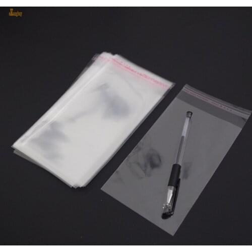 200pcs Clear Resealable BOPP/Poly/Cellophane Bag 11x17+3cm Transparent OPP Self Adhesive Plastic packaging cosmetic Packing bags