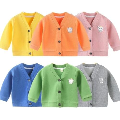 2021 Autumn New Baby Knitwear Cardigan Jacket Long Sleeved Korean Cartoon Jacket Boys V-neck Coat Soft Knitted Sweater Outwear