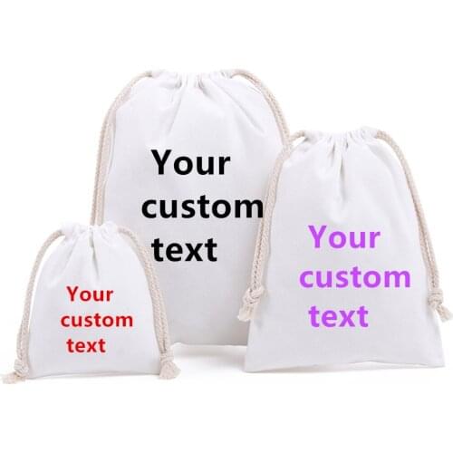 3pcs 3 Size Custom Text Drawstring Bag Canvas Present Bag Kids Birthday Party Accessory Christmas Sack Personalized Storage Bag