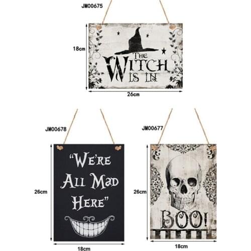 3 Pcs Halloween Hanging Welcome Sign Wooden Plaque Board for Haunted House Home Door Window Wall Decoration Wholesale X2