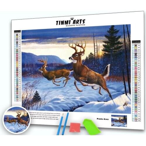 5D Diamond Painting Embroidery Running Deer Pictures Of Rhinestones Diamond Mosaic Animals Full Round Drill Wall Decor