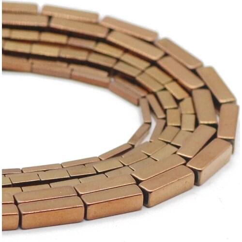 Rectangle Cuboid Square Copper Plated Hematite Natural Stone Spacer Loose Beads For Jewelry Making DIY Bracelet Pendant 4/6/9MM