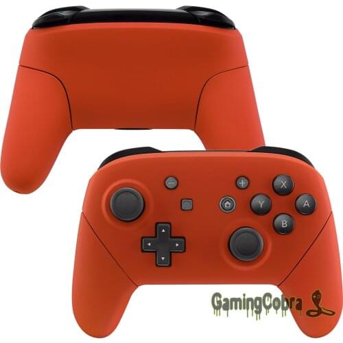 Soft Touch Orange Faceplate Backplate Housing Shell Cover with Handles Replacement for Nintendo Switch Pro Controller