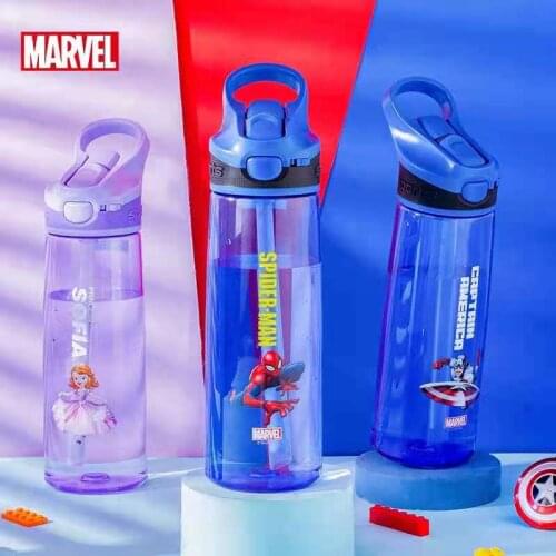 Disney Marvel Tritan PP Water Cup For Child Straw Plastic Cup Straight Drink Cup Students Mickey Baby Water Bottle For Kids
