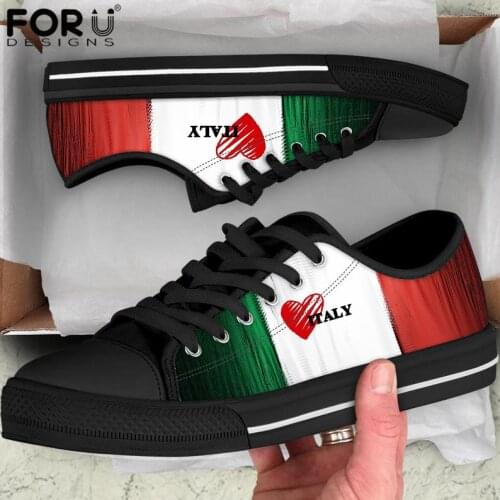 FORUDESIGNS Design Women Shoes Fashion Sneakers Flag of Italy Pattern Spring/Autumn Canvas Shoes Ladies Casual Vulcanized Shoes