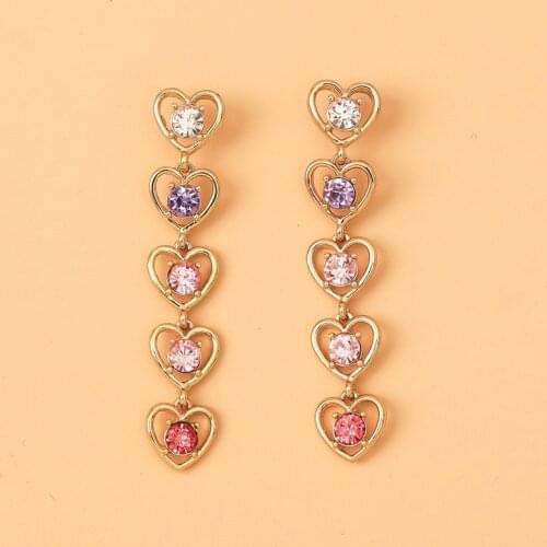 Long Love Pendant Earring Exaggerated Color Hollow Heart Earrings Best Friend 2021 Gothic New Alloy Luxury Jewelry Wholesale