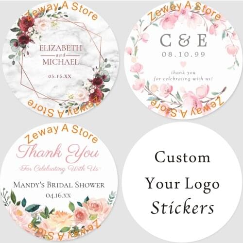 Custom Wedding Stickers Thank You Sticker Paper Label Stickers Scrapbooking Wedding Envelope Seals Handmade Stationery Sticker