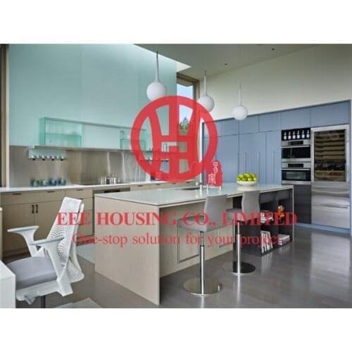 Customized modern lacquer kitchen cabinet with excellent design and quality MOQ is 1 set & sipping by sea