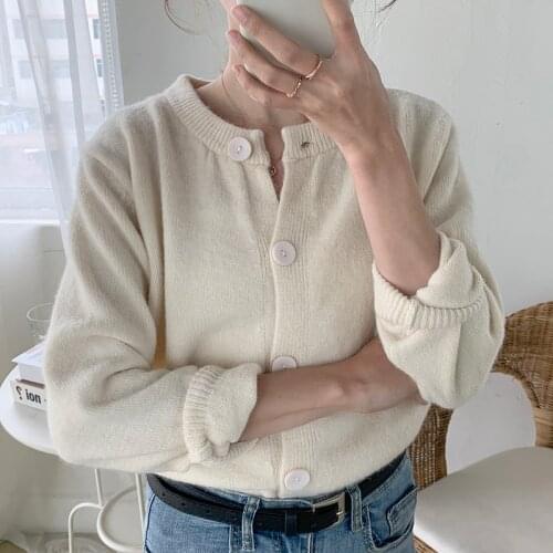 Colorfaith New 2021 Winter Spring Womens Knitwear Casual Stylish Knitted Button Cardigans Korean Style Lady Sweaters SWC8515