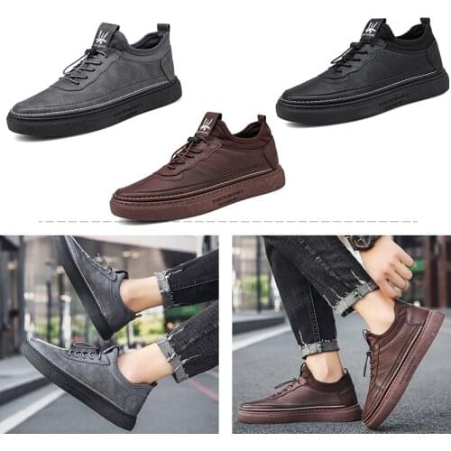 Leather Men Casual Shoes Spring Autumn Flat Sneakers Mens Leather Sport Shoes Zapatillas Hombre Outdoor Rubber Mens Footwear
