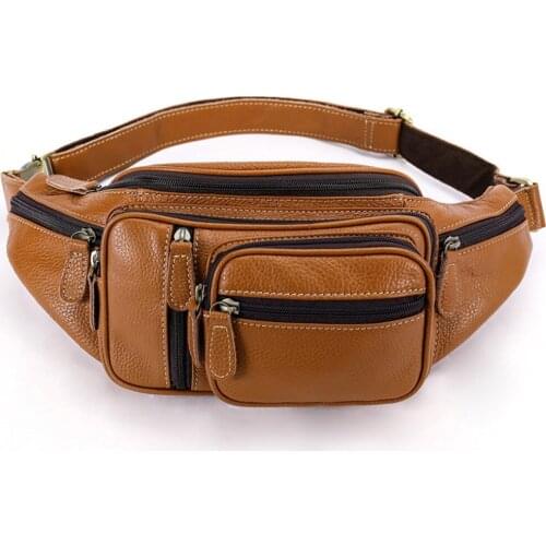 Waist bags leather mens waist bag outdoor leisure cowhide crossbody chest bag oil wax leather retro mens bag 8336
