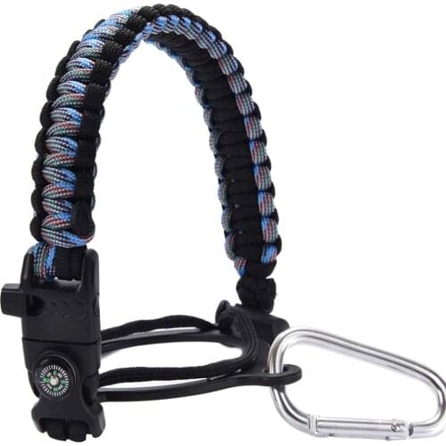 NEW Carabiner Rope Wide Mouth Bottle Mug Hand Braided Handle Strap Woven for Camping