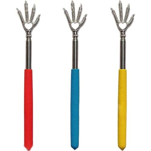 Portable Adjustable Size Itch Aid Scratch Tool With Soft Grip Stainless Steel Back Scratcher Telescopic