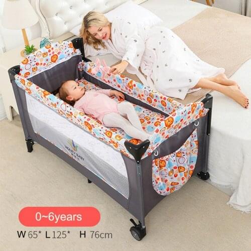 Luxury Crib Brotish Splicing 125cm Large Removable Multi-function Portable Folding Newborn Baby Sleep Bedside Bed Cradle Bed