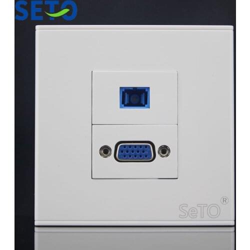 SeTo 86 Type Optical SC + VGA Connector Panel Outlet Wall Plate Socket Keystone Faceplate