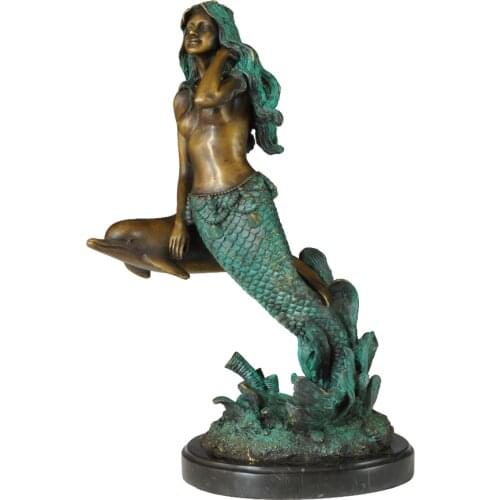 Mermaid Statue Sculpture Vintage Classic Art Bronze Brass Hot Casting Classy Birthday Gifts Home Decor