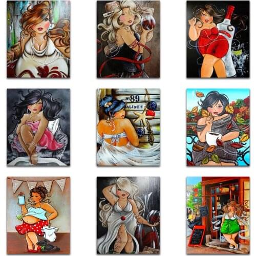 Uone Diamond Painting CrossStitch Cute Fat Girl Mosaic Full Square Drill Round Embroidery Rhinestone Home Office Decoration Gift