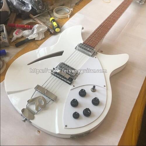 High quality 12 string guitar, 360 electric guitar, white paint, rosewood fingerboard with varnish gloss, semi-hollow guitar